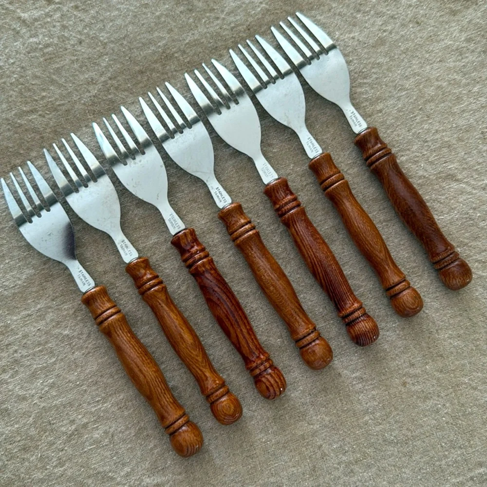 VTG | Wooden Handle Stainless Steel Flatware🍴